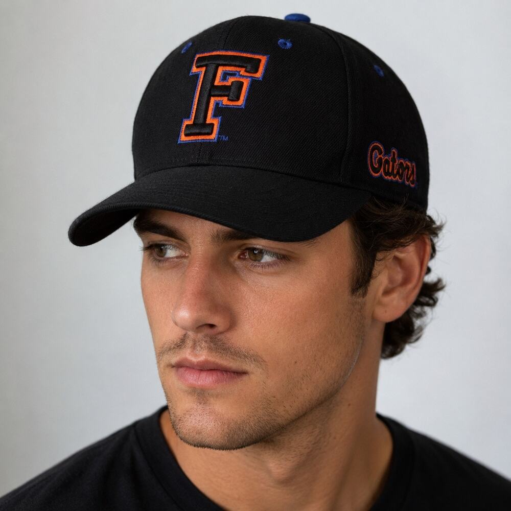Florida Gators Zephyr The Z Hat Fitted Cap Size 7 1/8 Black NCAA UF Embroidered